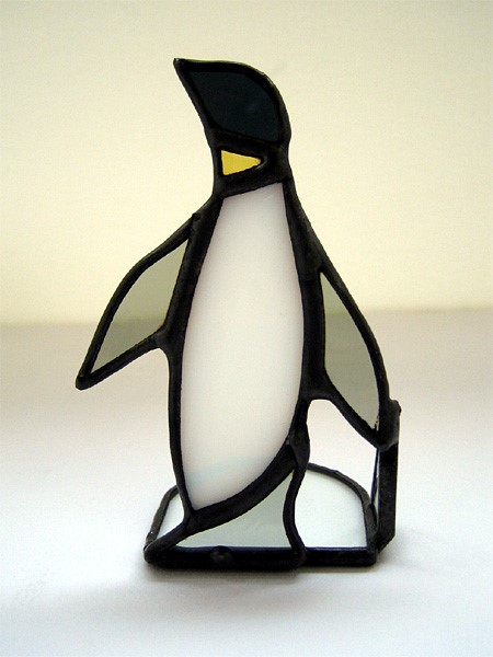 幸せペンギンのステンドグラス 置物-