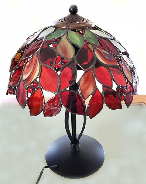 ステンドグラス ビトロ Stained Glass Vitrail No 150 ハナミズキ紅葉 赤